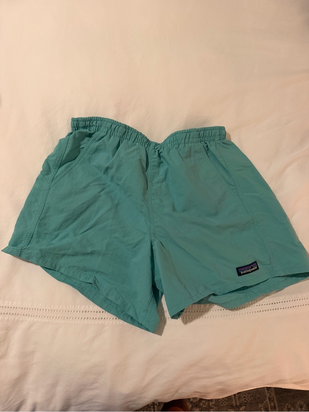 Patagonia Teal Elastic-Waist Baggies Shorts